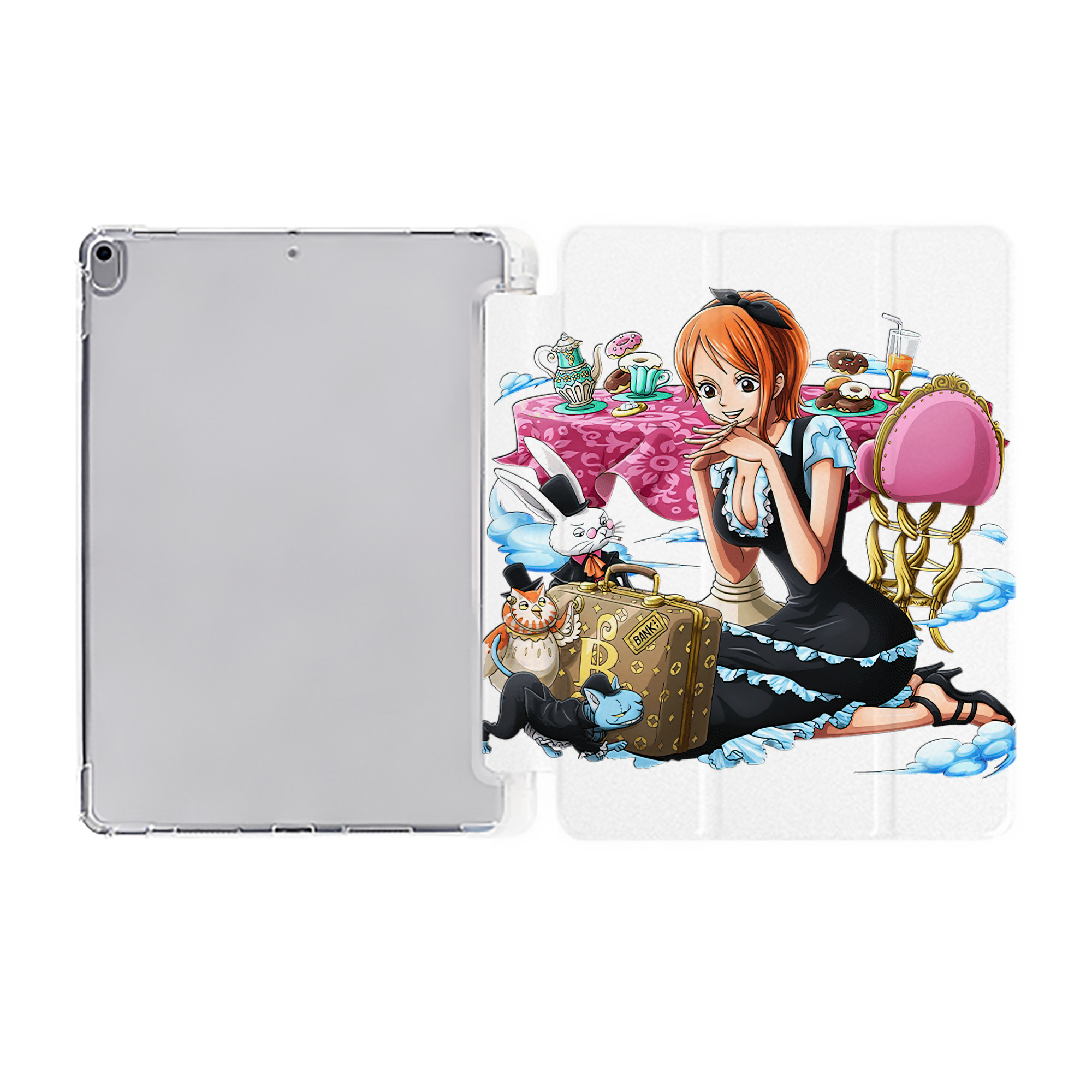 （画像用） ワンピース ナミ ONE PIECE Nami IPad ケース ペン収納付き 三つ折りスタンド PUレザー×シリコン 対応機種9.5/10.5/10.9インチ